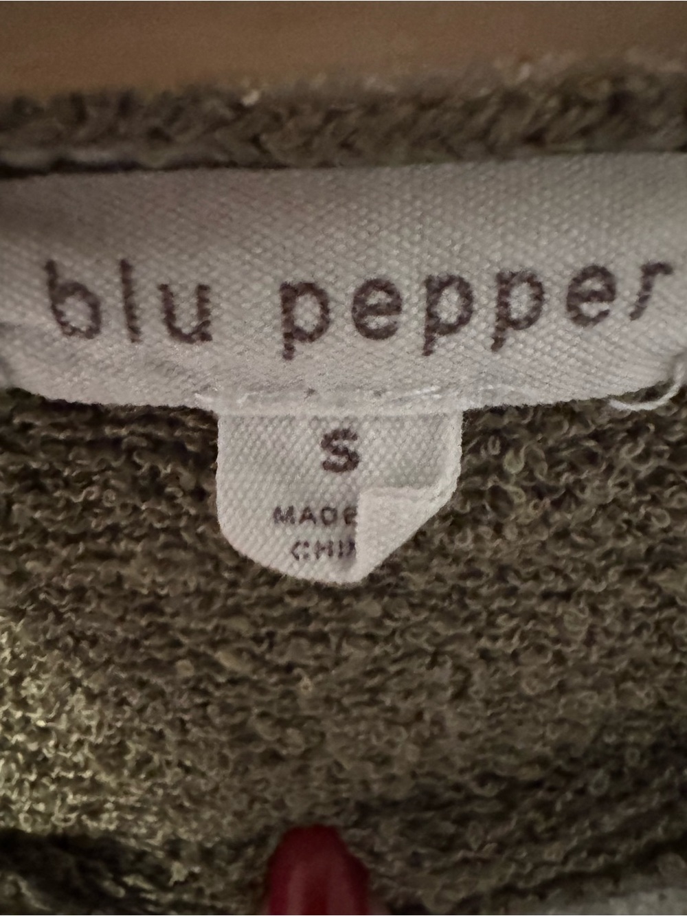 Blu Pepper Olive Green Crewneck Sweater with Cream Trim - Picture 2 of 5